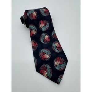 Gianni Versace Silk Tie Neiman Marcus Navy Abstract Paisley Medallion Italy